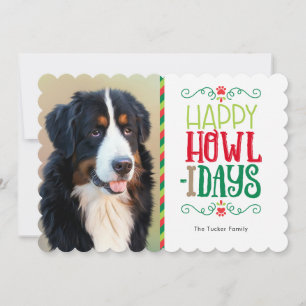 Festiva Happy Howl-idays Paw Imprimir tarjeta de fotos de 