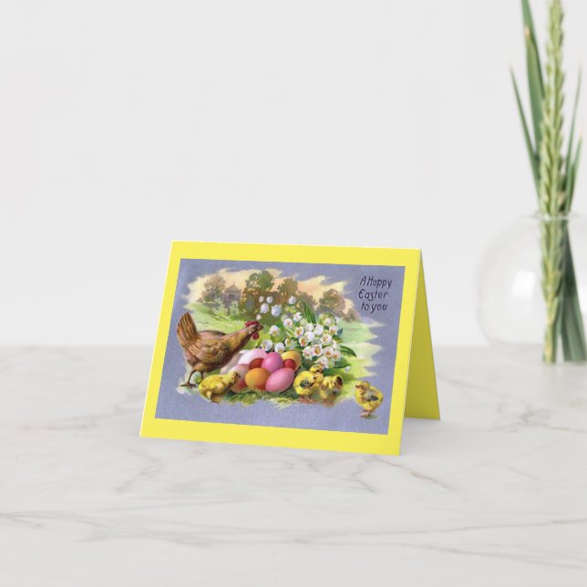 Festiva Hen con tarjeta de vacaciones de chichas (Anverso)