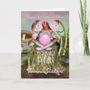 Festiva Hermana gemela - Tarjeta de Pascua de Hada de Spri