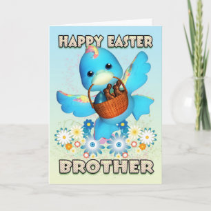 Festiva Hermano Tarjeta De Pascua - Pato Cuto Con Cesta De