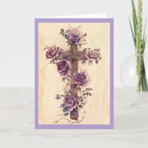 Festiva Hermosa Cruz Con Tarjeta De Vacaciones De Rosas