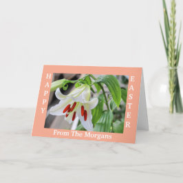 FESTIVA HERMOSA TARJETA BLANCA DE LILY FELIZ