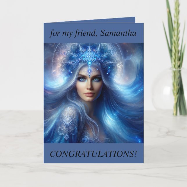 Festiva Hermosa tarjeta de felicitación de la diosa azul (Anverso)