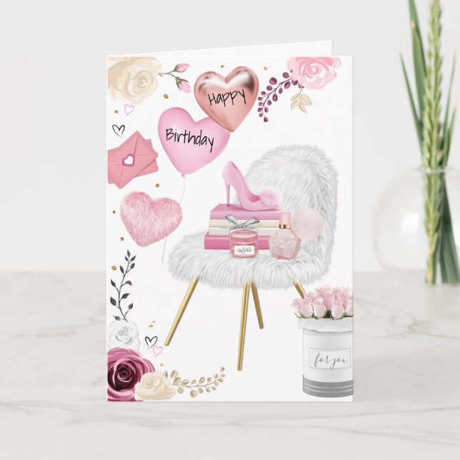 Festiva Hermosa tarjeta de vacaciones de cumpleaños feliz  (Anverso)