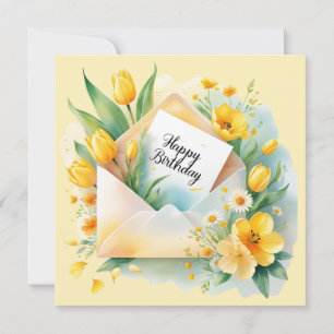 Festiva Hermosas flores y tarjeta de cumpleaños.