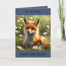 Festiva Hermoso Fox en la tarjeta de cumpleaños de primave