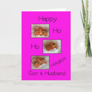 Festiva hijo y marido feliz ho ho holigays tarjeta de navi
