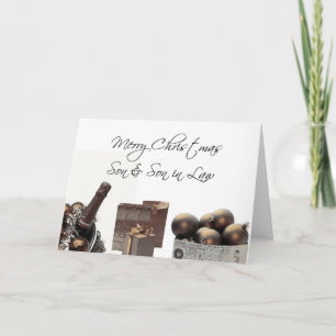 Festiva hijo y yerno Tarjeta navideña Feliz