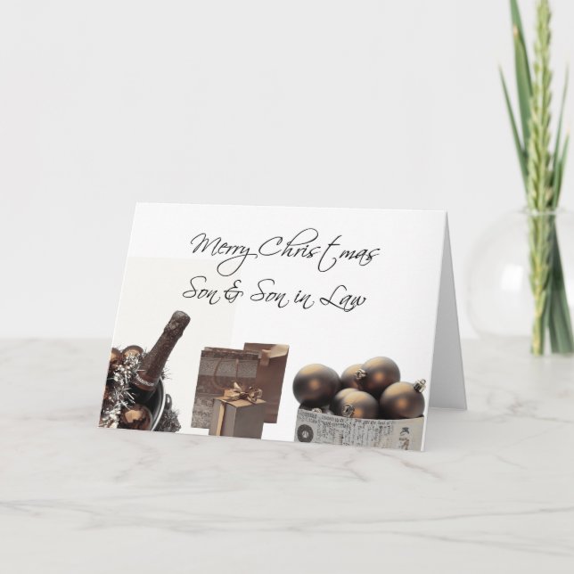 Festiva hijo y yerno Tarjeta navideña Feliz (Anverso)