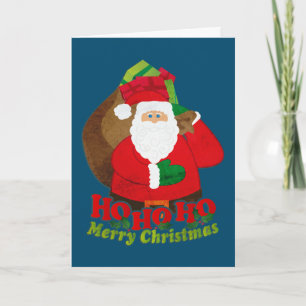 Festiva Ho Ho Ho Ho Merry Christmas santa tarjeta de la ma