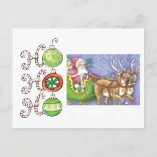 Festiva ¡Ho! ¡Ho! ¡Ho! Postal Santa y Reindeer