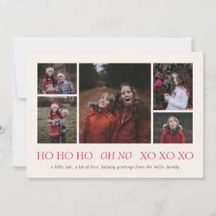 Festiva HO HO HO XO XO XO Tarjeta de Felicitaciones Navide