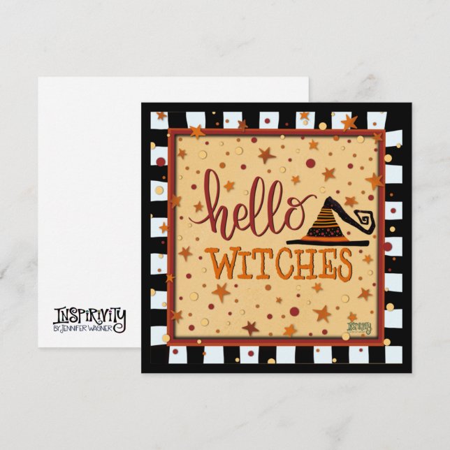 Festiva Hola brujas Funny Amigo Tarjeta de Vacaciones de H (Anverso / Reverso)