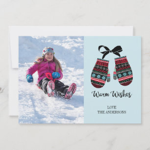 Festiva Holiday Mittens Warm Warm Wiers Tarjeta fotográfic