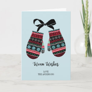 Festiva Holiday Mittens Warm Wiers Tarjeta de felicitación