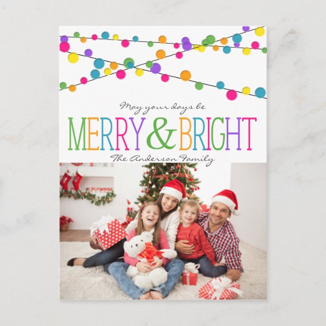 Festiva Holiday String Lights Merry Bright postal (Anverso)