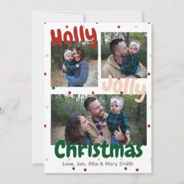 Festiva Holly Jolly Navidades tarjeta de Navidades Polka D