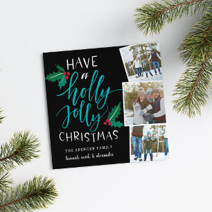 Festiva Holly Jolly   Tarjeta de Collage de fotos de vacac