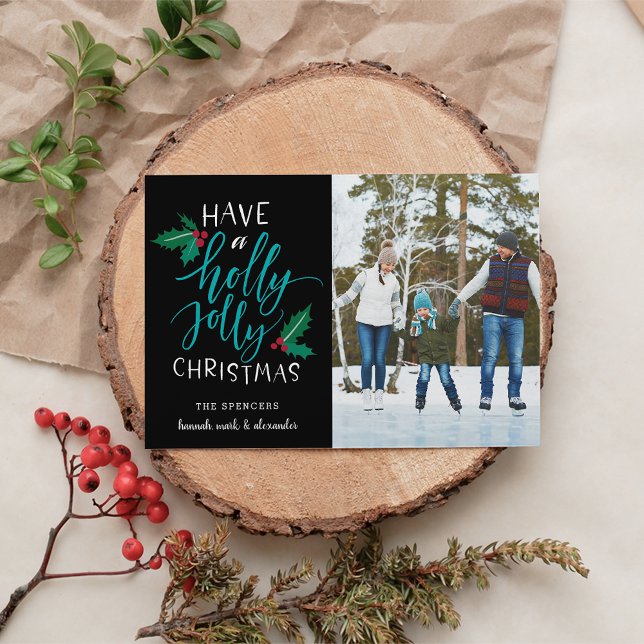 Festiva Holly Jolly | Tarjeta de Collage de fotos de vacac (Subido por el creador)