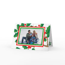 Holly Photo - Tarjeta de Navidades plegados