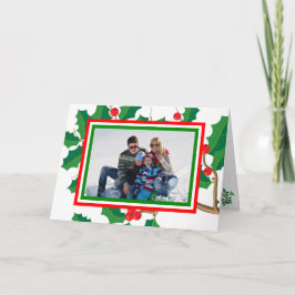 Festiva Holly Photo - Tarjeta de Navidades plegados