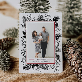 Festiva Holly y Pine | Tarjeta fotográfica de vacaciones