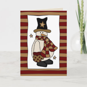 Festiva Hombre de nieve al estilo del país con tarjeta de