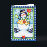 Festiva Hombre de nieve con corazón - Tarjeta de saludo<br><div class="desc">Una tarjeta de saludo de invierno con un hombre de nieve amante.</div>