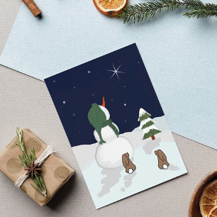 Festiva Hombre De Nieve Sé Que Era La Tarjeta De Recuerdo.