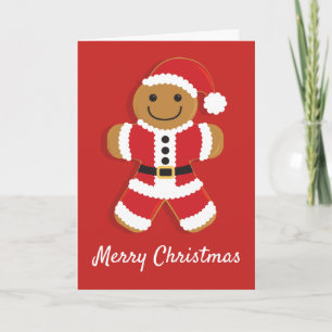 Festiva Hombre de pan de Santa Gingerman   Tarjeta de feli