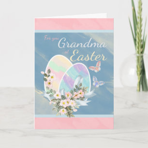 Festiva Huevo de Pascua de la abuela y tarjeta de