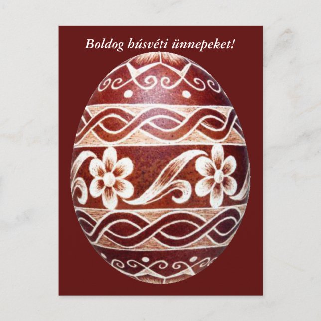 Festiva Huevo de Pascua tradicional húngaro, postal (Anverso)