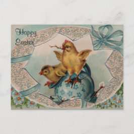 Festiva Huevo de Pascua y postal azules del vintage de los