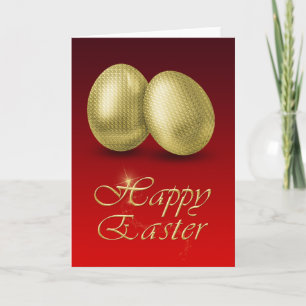 Festiva Huevos de Pascua Dorada - Tarjeta de felicitación