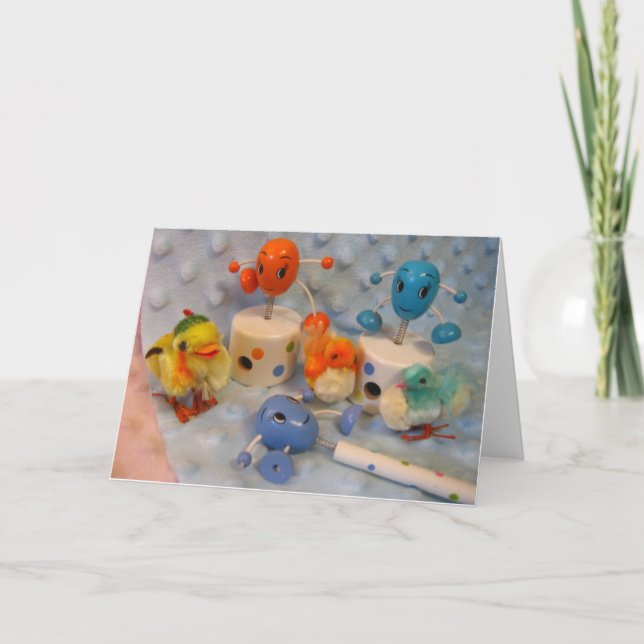 Festiva Huevos y tarjeta de pascua de los polluelos (Anverso)