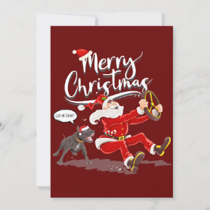 Festiva Humor divertida tarjeta navideña: Bulldog y Santa
