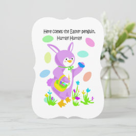 Festiva ¡Hurra, el pingüino de Pascua está aquí! Tarjeta d