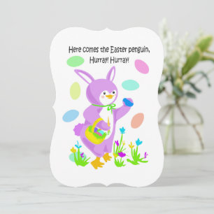Festiva ¡Hurra, el pingüino de Pascua está aquí! Tarjeta d