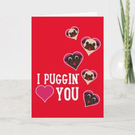 Festiva I amor de Puggin usted tarjeta del barro amasado