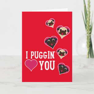 Festiva I amor de Puggin usted tarjeta del barro amasado