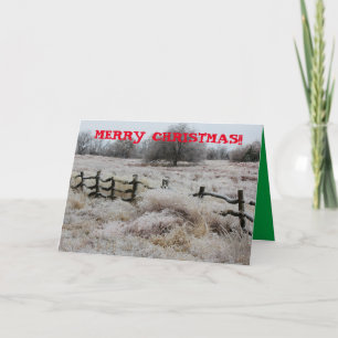 Festiva Icy Wooden Fence en una tarjeta de felicitación pa