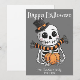 Festiva Ilustración de esqueleto lindo Tarjeta plana de va