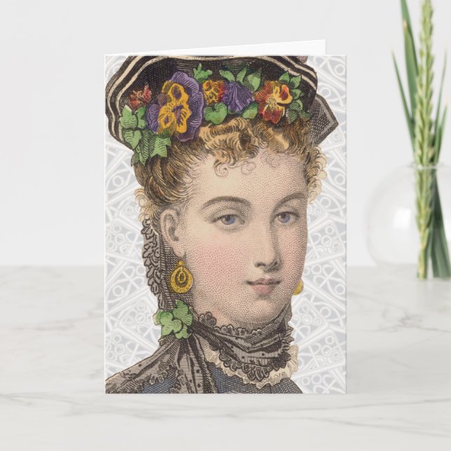 Festiva Ilustracion de la moda del Victorian - tarjeta de (Anverso)