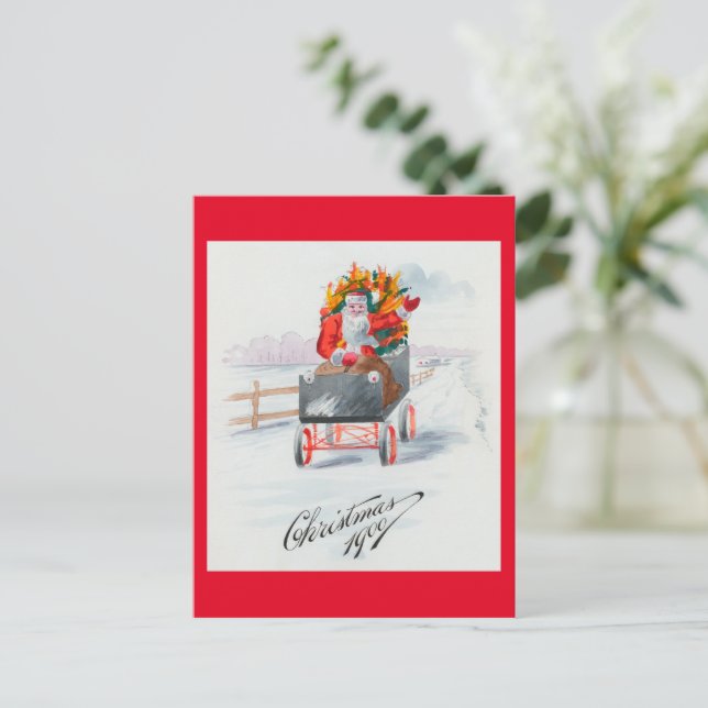 Festiva Ilustracion de la postal navideña Santa Clause (Anverso de pie)