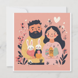 Festiva Ilustración de Pareja Linda Tarjeta de Vacaciones 