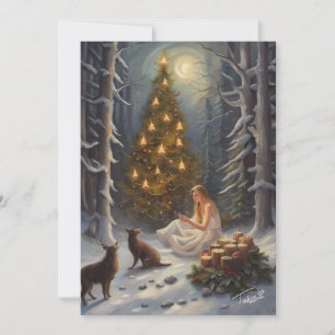 Festiva Ilustración de Tarjeta de Festejo de Árbol de Yule