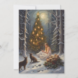 Festiva Ilustración de Tarjeta de Festejo de Árbol de Yule