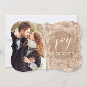 FESTIVA INVIERNO BURLAP JOY TARJETA DE FESTIVIDAD ELEG