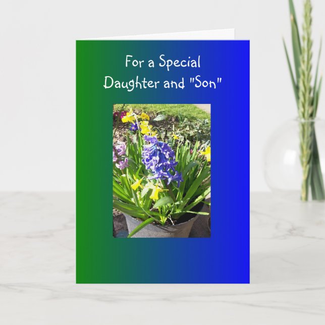 Festiva Jacinto feliz de la tarjeta de la hija y del yerno (Anverso)