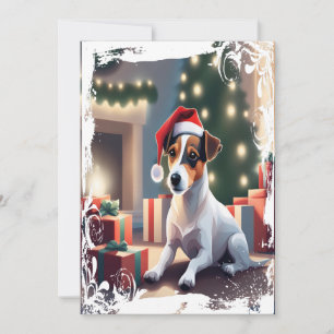 Festiva Jack Russell en la tarjeta de Navidades de Santa H